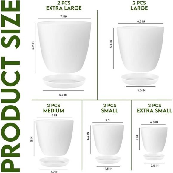 10X Plant Pots Drainage Home Decor Flower Indoor Planter Cactus Succulents White - Picture 2 of 6